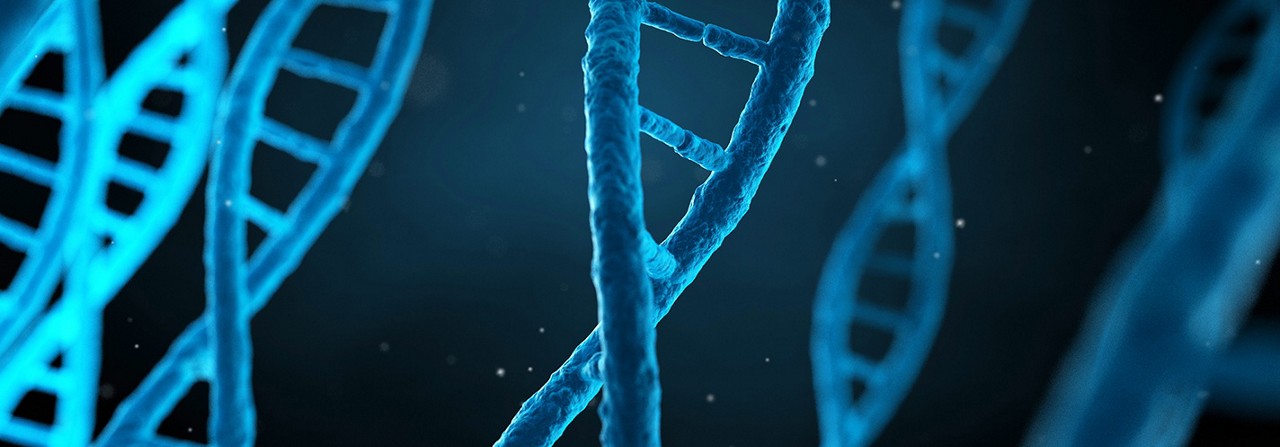 DNA strands blue colored