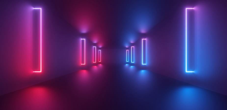 Neon lights in hall