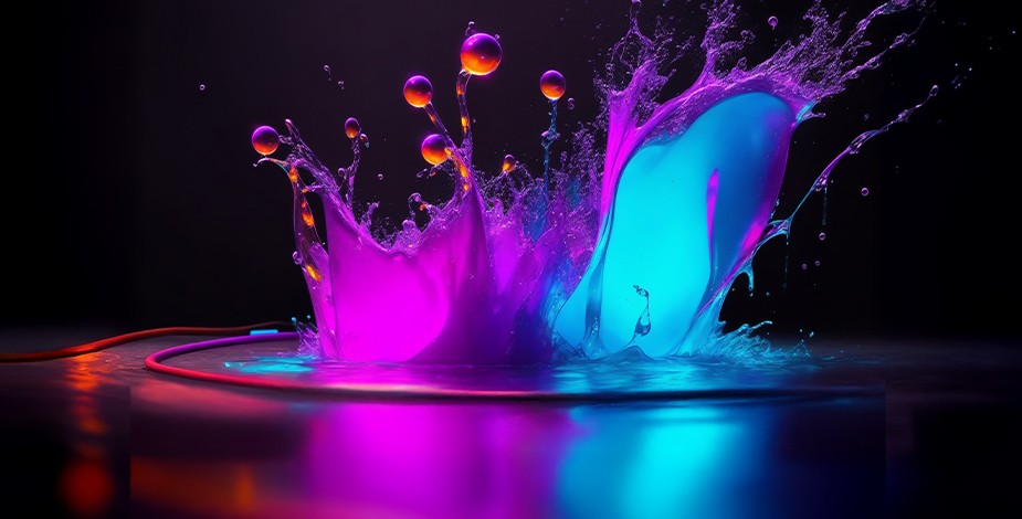 AI neon water splash
